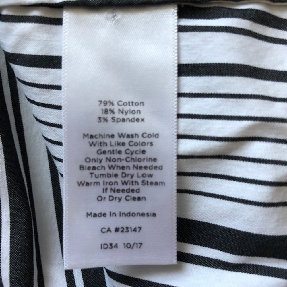 Talbots Petite XLP Black & White Striped Blouse w/ Hip Tie – Long Sleeve - Picture 7 of 7